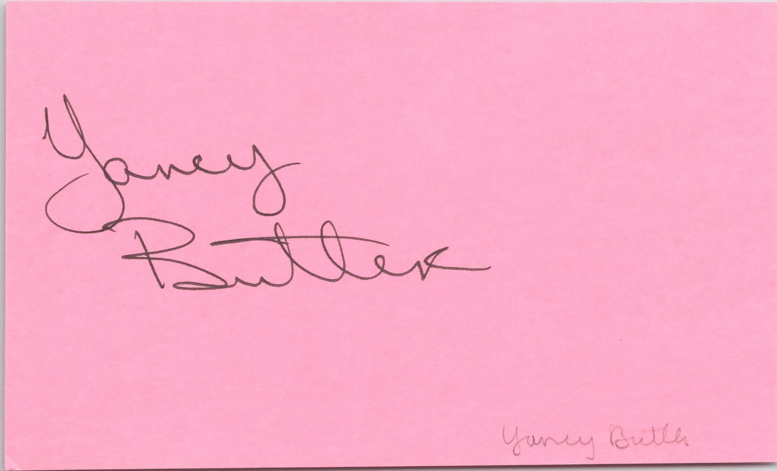 Yancy Butler — Yancy Butler Signed 3x5 Index Card Autographed