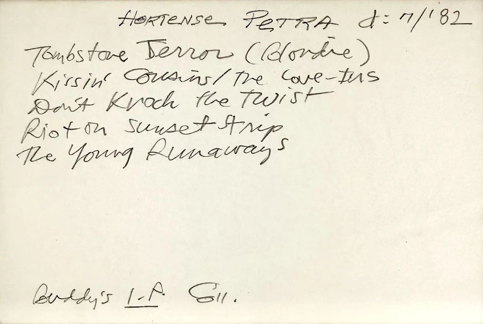 Hortense Petra — HORTENSE PETRA Signed Autographed 4x6 INDEX CARD Hot Rods to Hell The Love-Ins, image 3