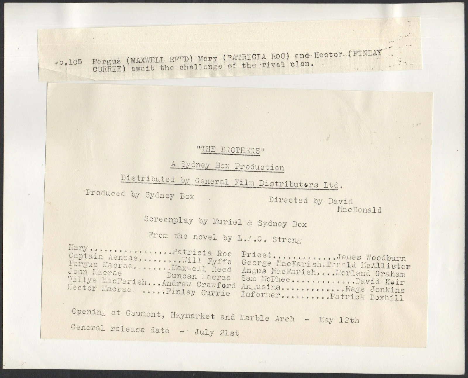 BROTHERS 1947 Patricia Roc, Maxwell Reed, John Laurie, Finlay Currie 4 STILLS, изображение 2