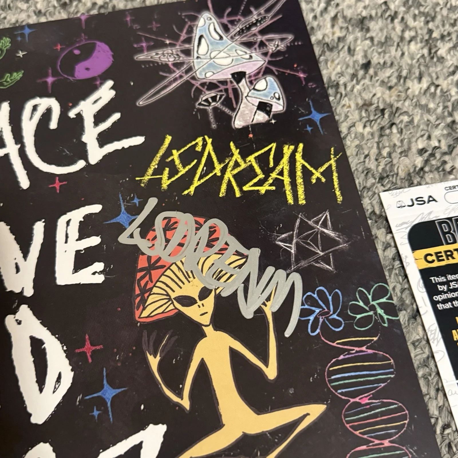 LSDREAM SIGNED PEACE LOVE AND WUBZ VINYL RECORD EDM AUTOGRAPHED JSA COA, image 2