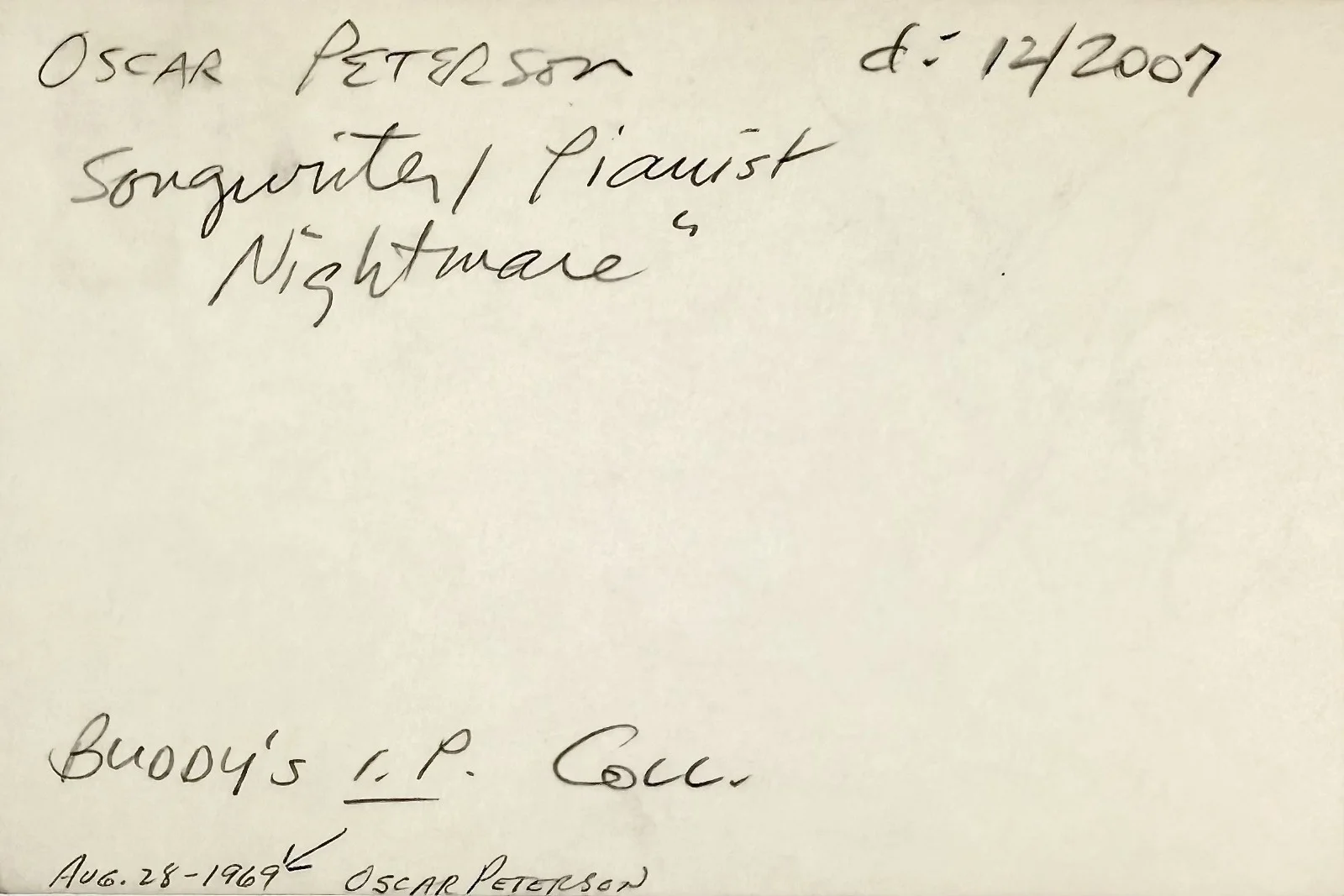 OSCAR PETERSON Signed Autograph 4x6 INDEX CARD Canadian Jazz Pianist & Composer, image 5