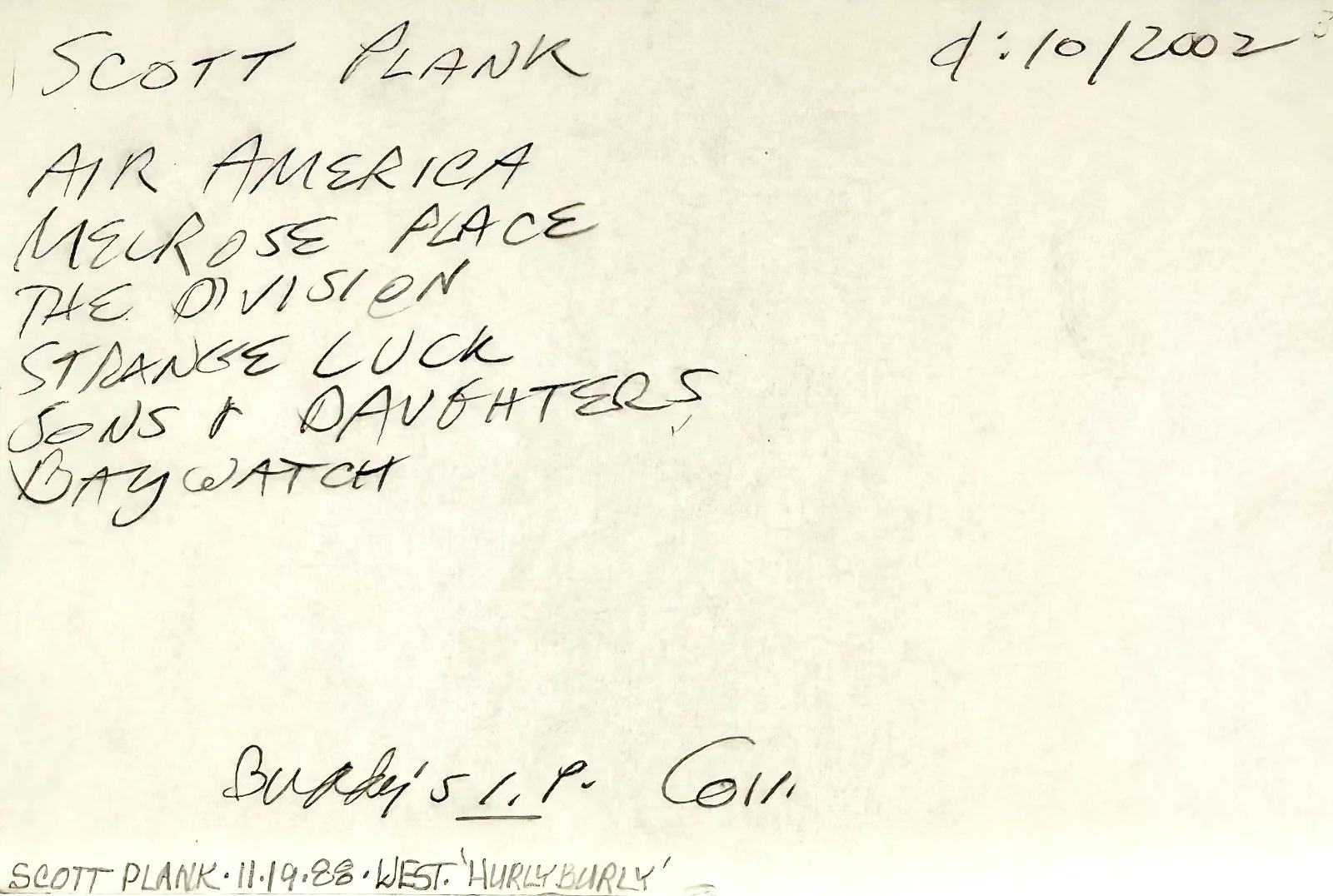Scott Plank — SCOTT PLANK Signed Autograph 4x6 INDEX CARD Air America Saints and Sinners HOLES, image 3