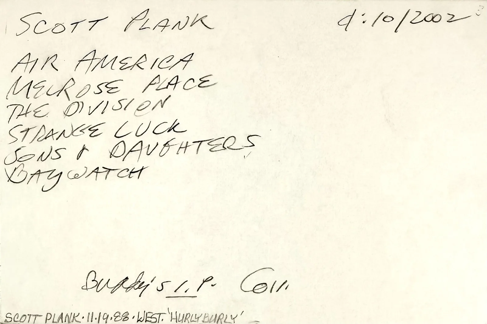 Scott Plank — SCOTT PLANK Signed Autograph 4x6 INDEX CARD Air America Saints and Sinners HOLES, image 5