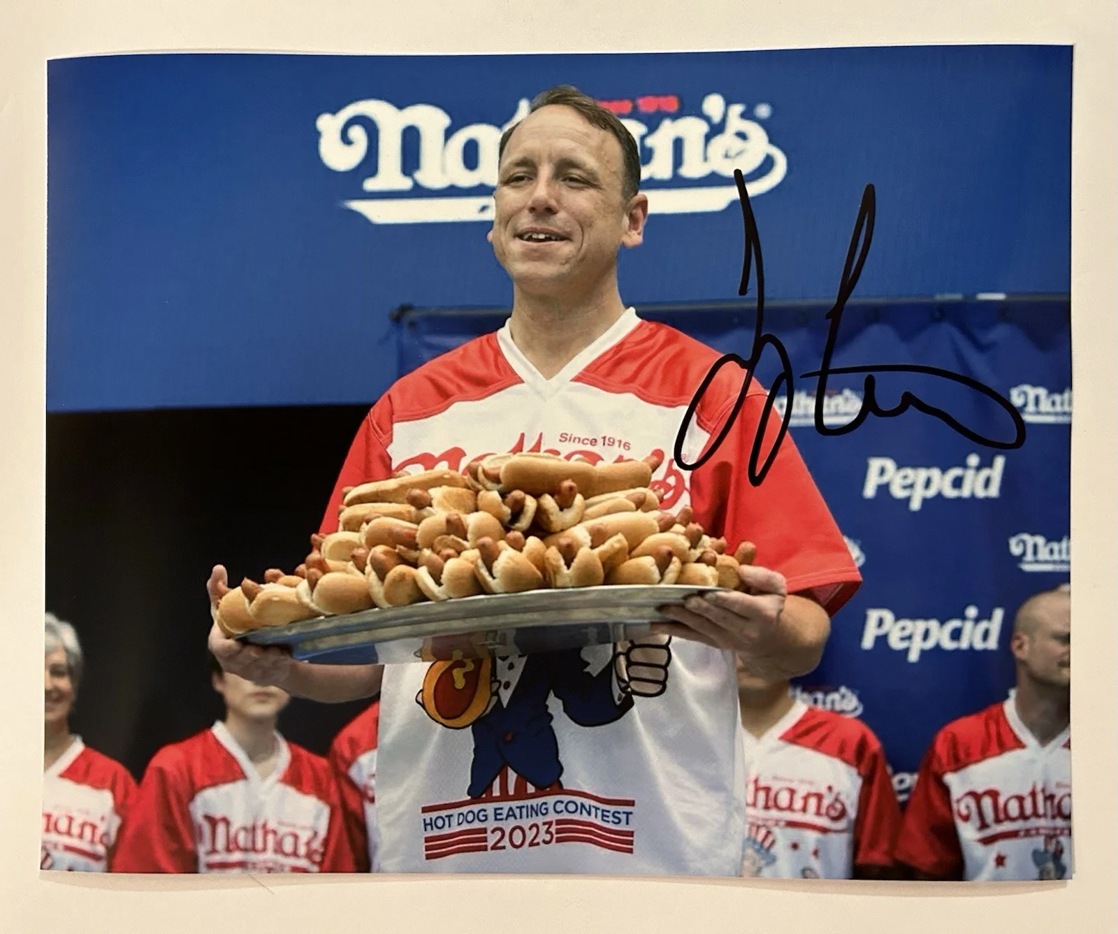 Joey Chestnut — JOEY CHESTNUT SIGNED AUTOGRAPHED 8x10 PHOTO HOT DOG EATING CHAMP LEGEND
