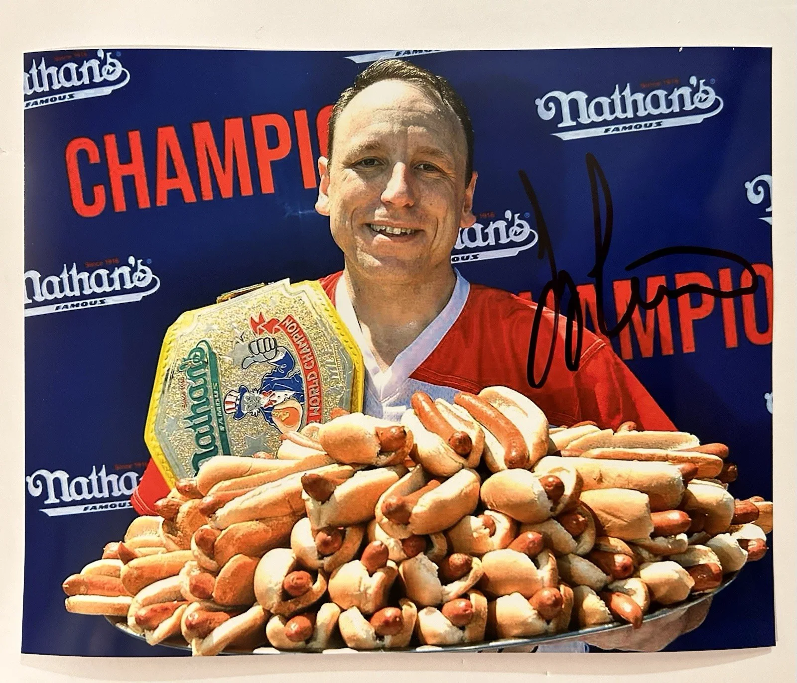 Joey Chestnut — JOEY CHESTNUT SIGNED AUTOGRAPHED 8x10 PHOTO HOT DOG EATING CHAMP LEGEND