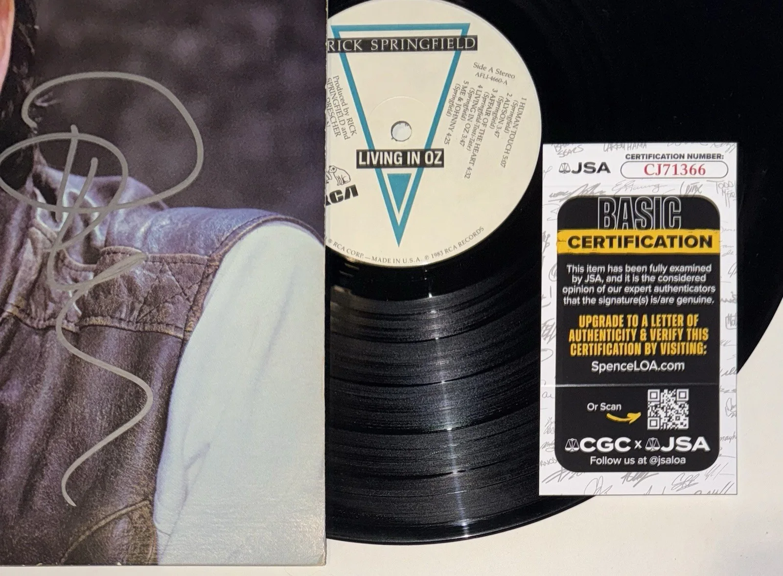 RICK SPRINGFIELD HAND SIGNED AUTOGRAPH "LIVING IN OZ" VINYL ALBUM LP +JSA COA, image 3