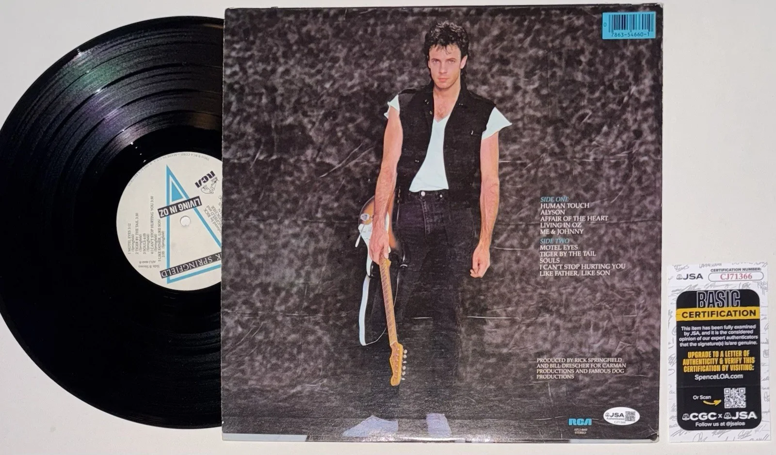 RICK SPRINGFIELD HAND SIGNED AUTOGRAPH "LIVING IN OZ" VINYL ALBUM LP +JSA COA, image 4