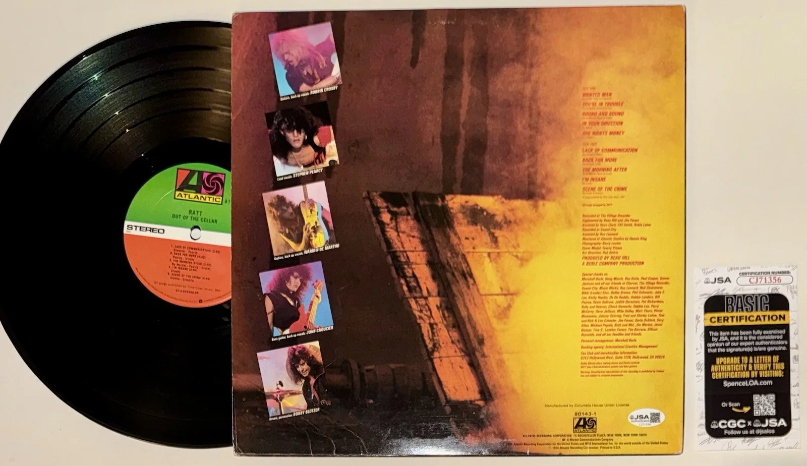 STEPHEN PEARCY & WARREN DIMARTINI RATT SIGNED AUTOGRAPH VINYL ALBUM LP +JSA COA., image 5