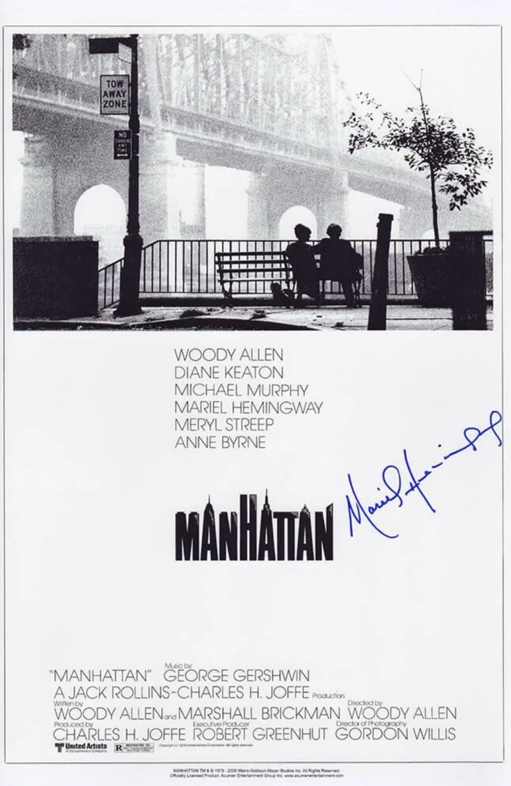 Mariel Hemingway — Mariel Hemingway Signed "Manhattan" 11x17 Movie Poster Print (Schwartz)