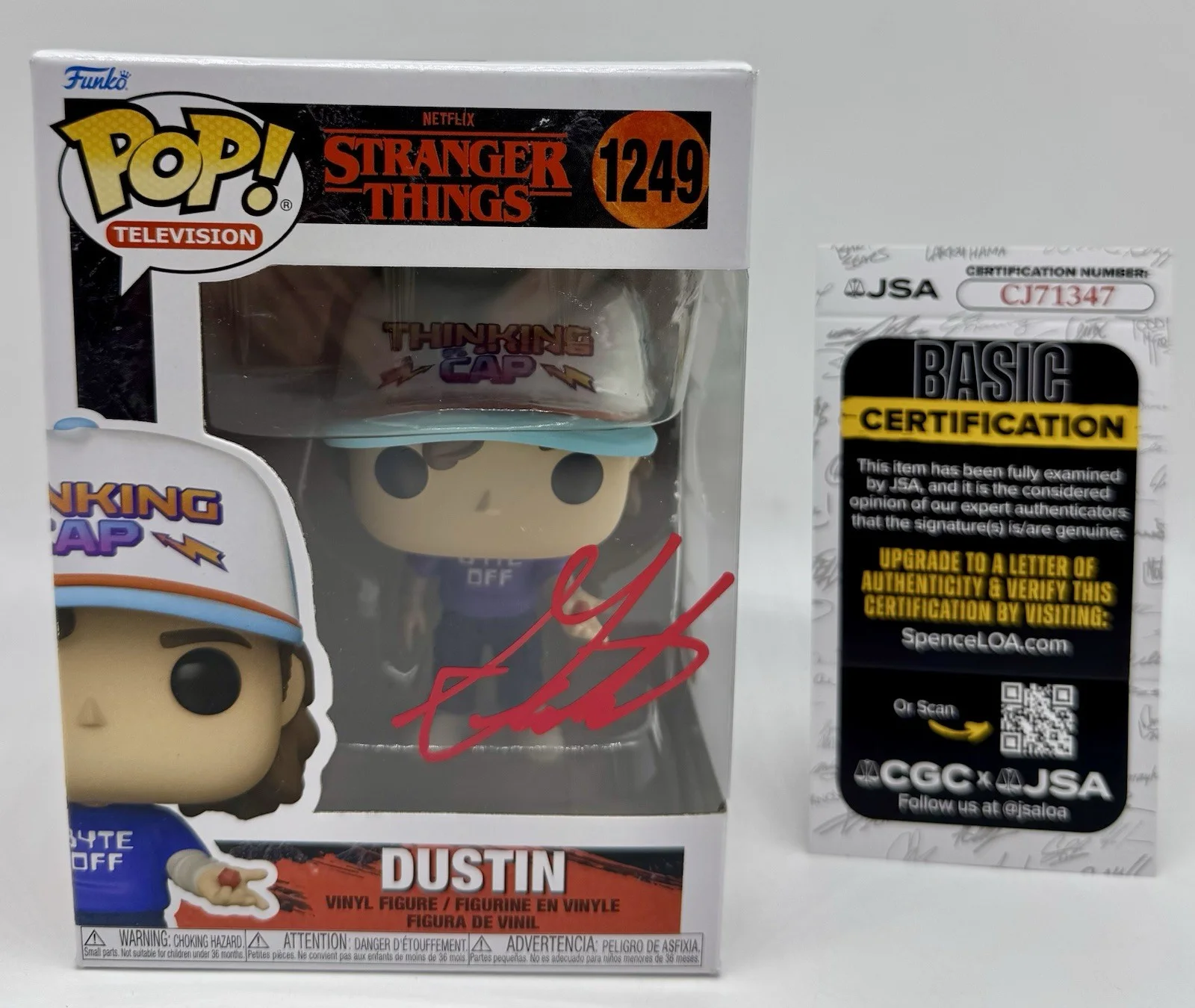 GATEN MATARAZZO — GATEN MATARAZZO SIGNED AUTOGRAPH "DUSTIN" STRANGER THINGS FUNKO POP + JSA COA.