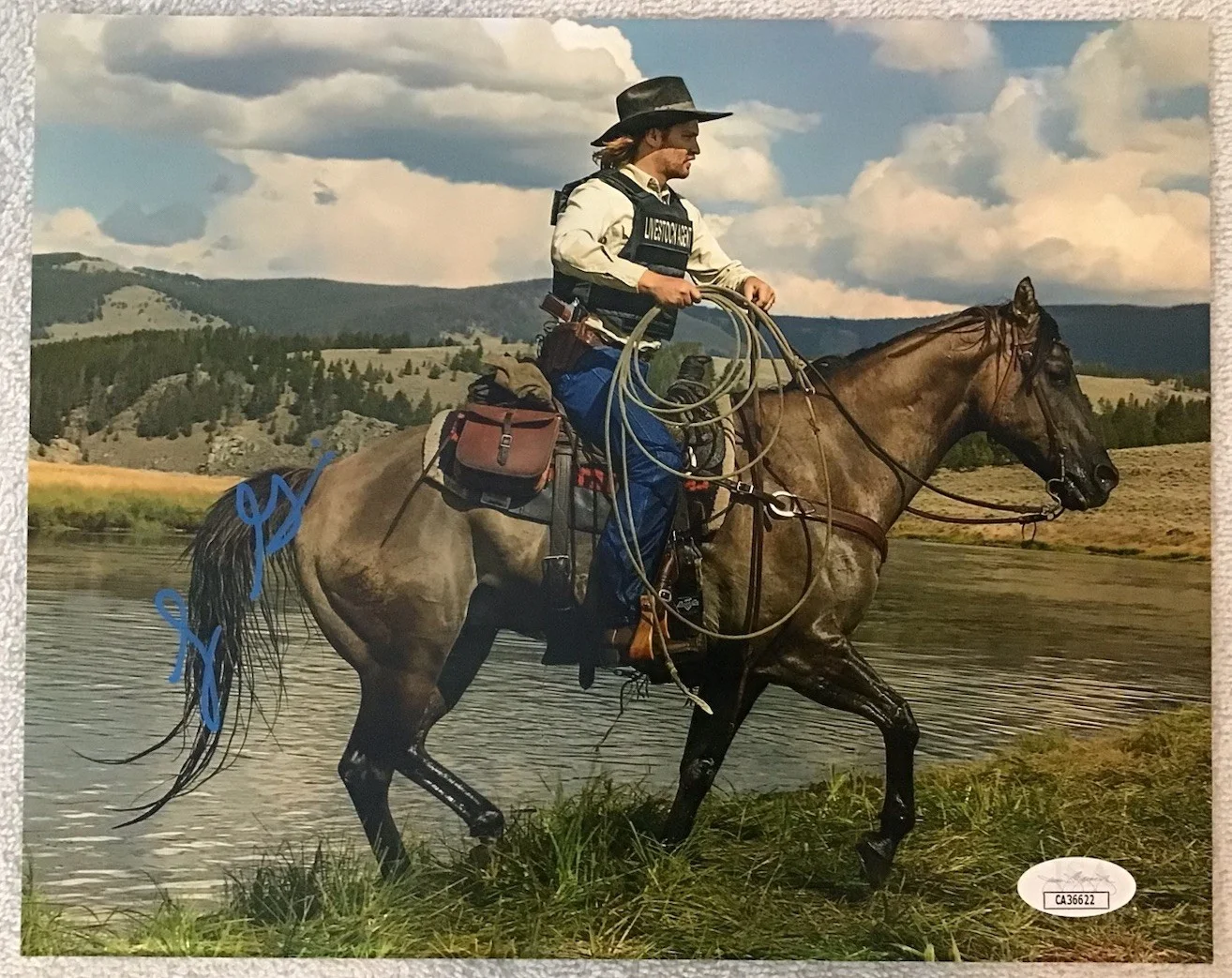 Luke Grimes — LUKE GRIMES Signed Yellowstone Kayce Dutton 8x10 Riding Horse JSA Coa