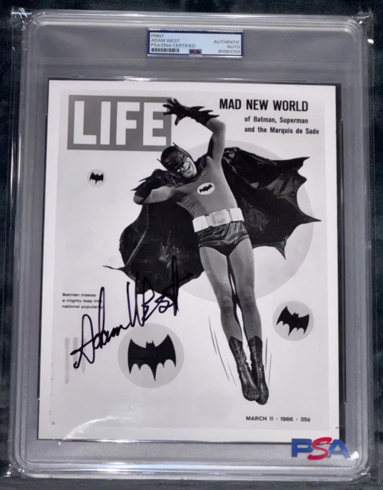 Adam West — Adam West "LIFE Magazine Cover" Batman Series TV Show Signed Photo Auto 8x10 PSA