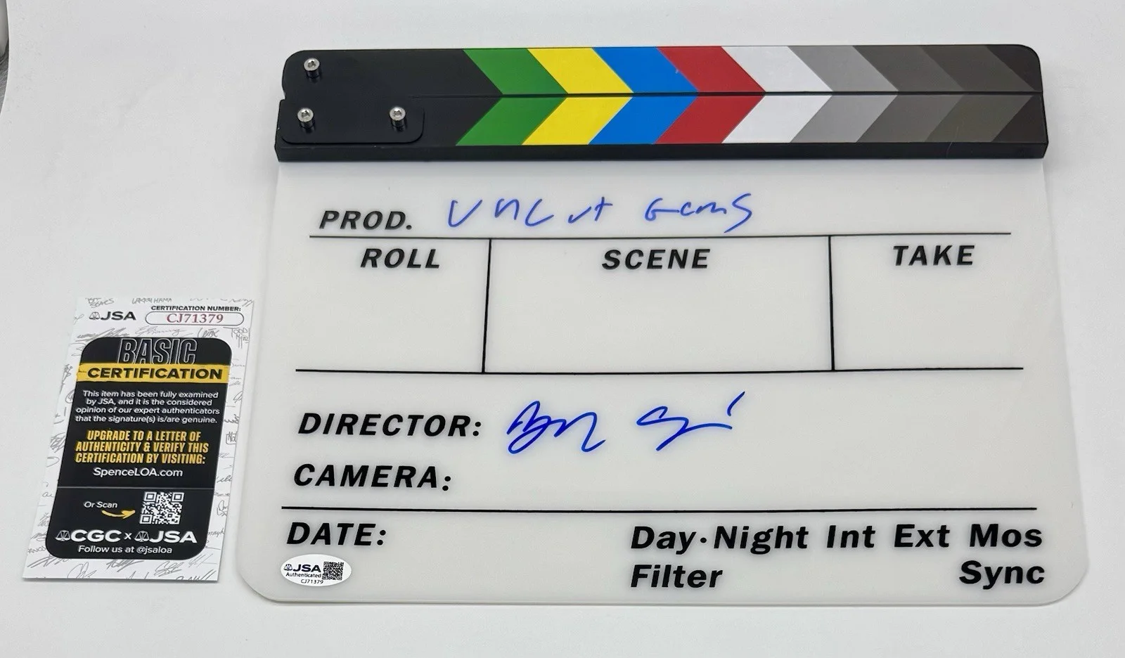 BENNY SAFDIE — BENNY SAFDIE SIGNED AUTOGRAPH "UNCUT GEMS" CLAPBOARD +JSA COA DIRECTOR CLAPPER, image 5