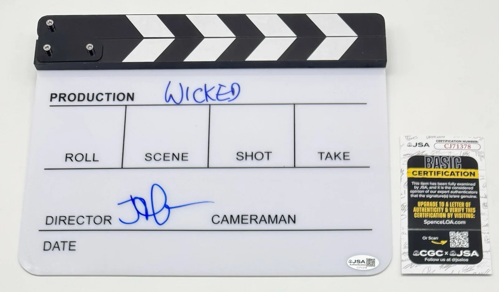JON CHU — JON CHU HAND SIGNED AUTOGRAPH "WICKED" CLAPBOARD +JSA COA DIRECTOR CLAPPER, image 2