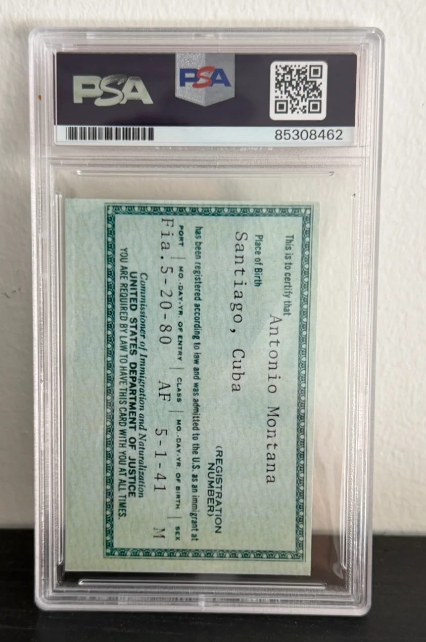 Al Pacino — Al Pacino Tony Montana SCARFACE Autographed Green Card Prop PSA/DNA AUTH AUTO, image 2