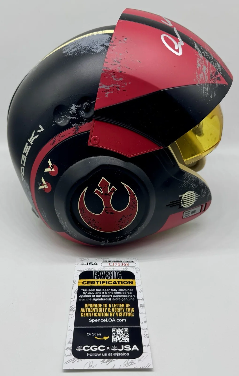 OSCAR ISSAC — OSCAR ISSAC SIGNED AUTOGRAPHED "POE DAMERON" YOUTH SIZE HELMET with JSA COA, изображение 5