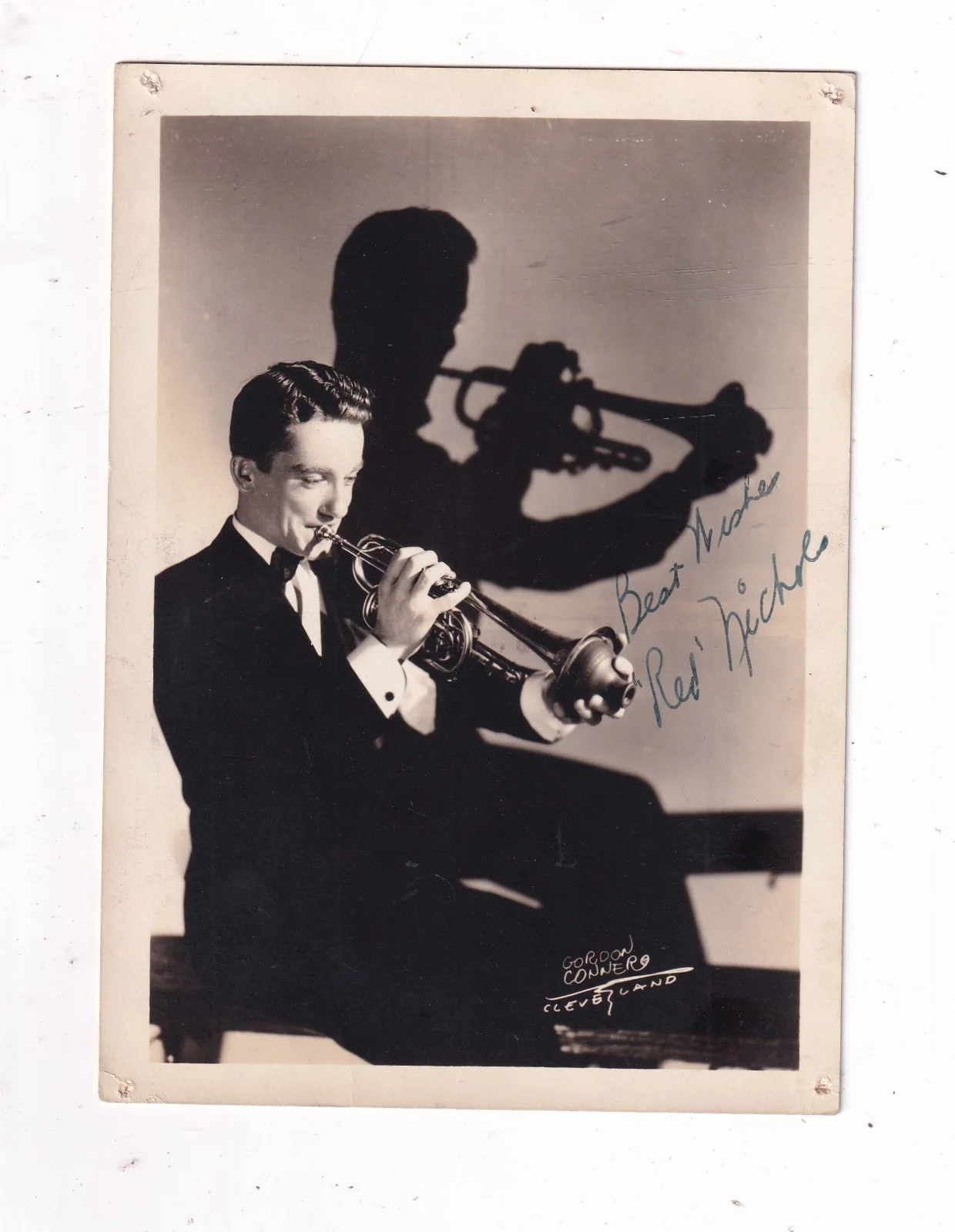 "RED" NICHOLS VINTAGE AUTOGRAPHED PHOTO AND HOLIDAY CARD/JAZZ BANDLEADER, изображение 2