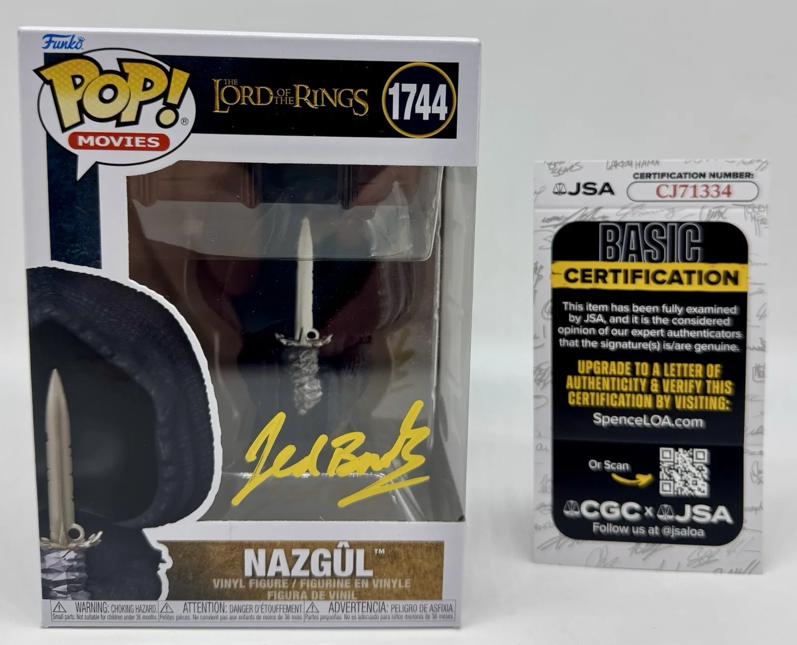 JED BROPHY — JED BROPHY HAND SIGNED AUTOGRAPH "NAZUL" LORD OF THE RINGS FUNKO POP +JSA COA