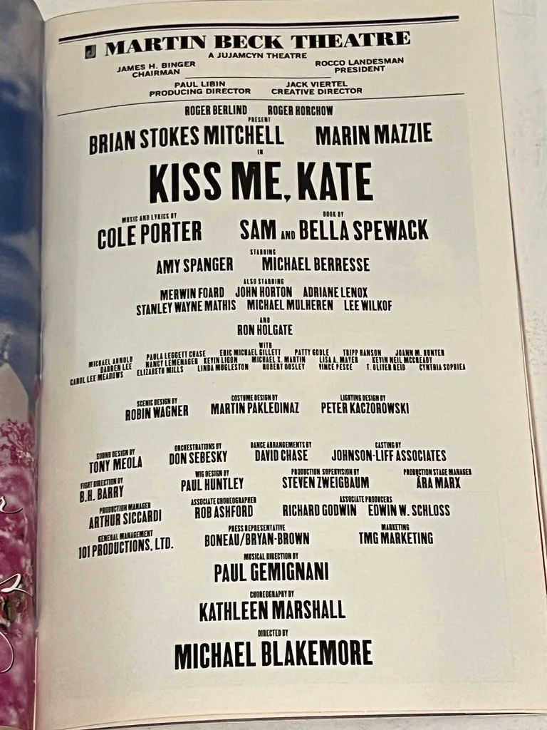 Kiss Me Kate Hand Signed Playbill June 2000 Marin Mazzie, изображение 4