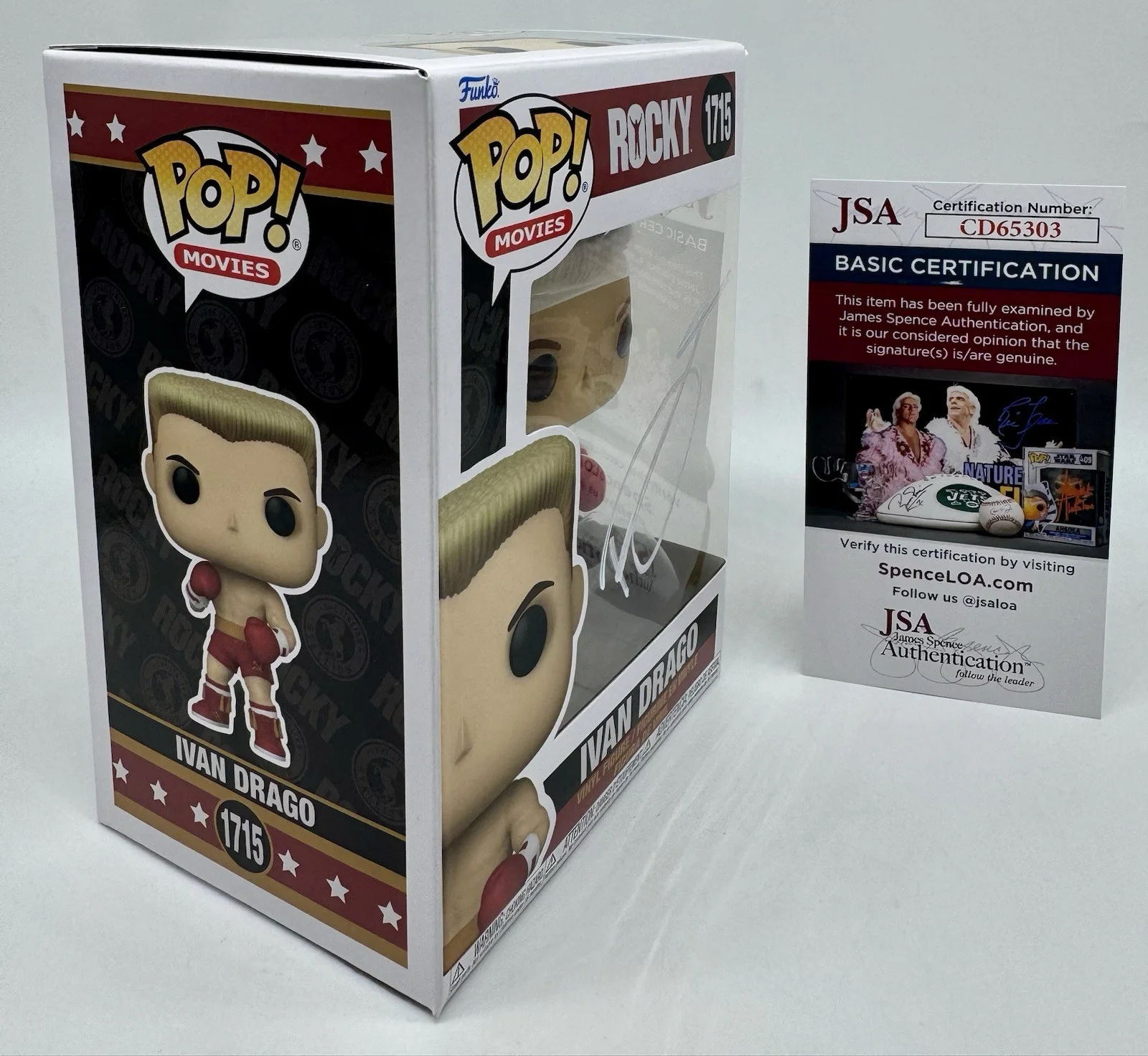 DOLPH LUNDGREN — DOLPH LUNDGREN HAND SIGNED AUTOGRAPH "ROCKY" IVAN DRAGO FUNKO POP +JSA COA, image 4