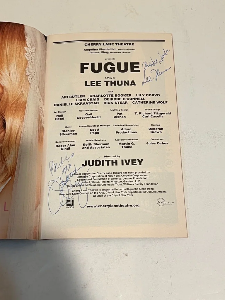 Fugue Hand Signed Playbill March 2007 Director & Playwright Lee Thun Judith Ivey, image 3