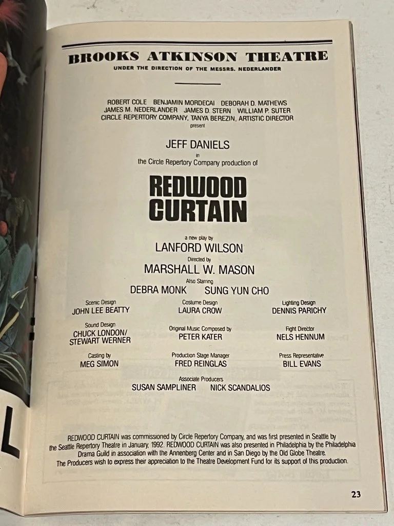 Jeff Daniels — Redwood Curtain Hand Signed Playbill Jeff Daniels Landford Wilson March 1993, изображение 4