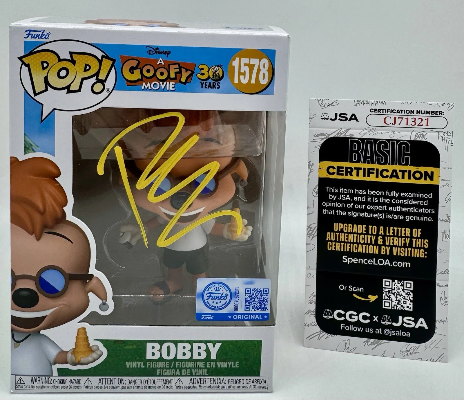 PAULY SHORE — PAULY SHORE HAND SIGNED AUTOGRAPH "BOBBY" A GOOFIE MOVIE FUNKO POP +JSA COA