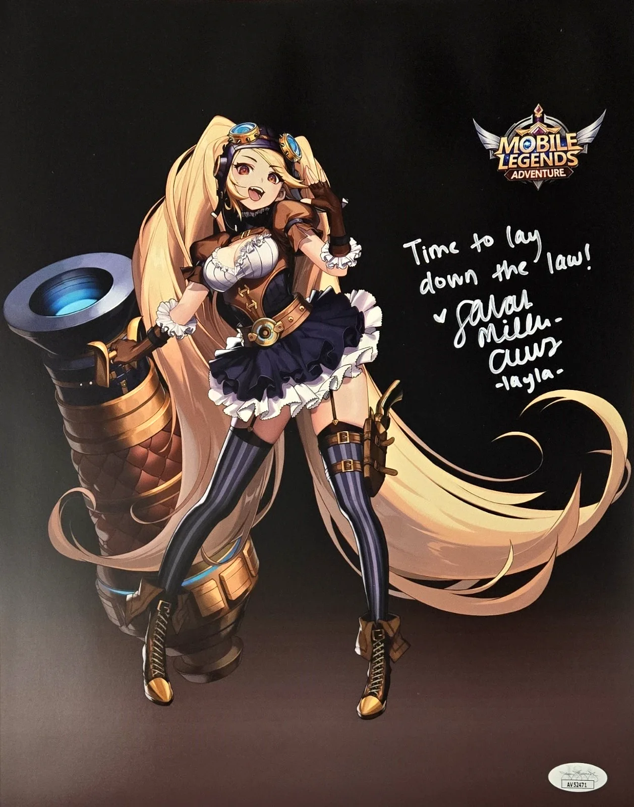Sarah Miller Crews — Mobile Legends Signed Photo Layla Sarah Miller Crews Autograph JSA COA 471