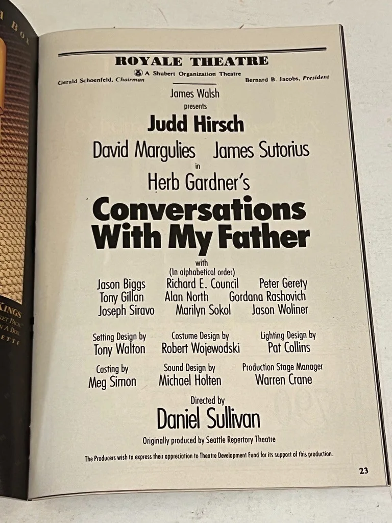Conversations with My Father Judd Hirsh Hand Signed Playbill Oct 1992, image 4
