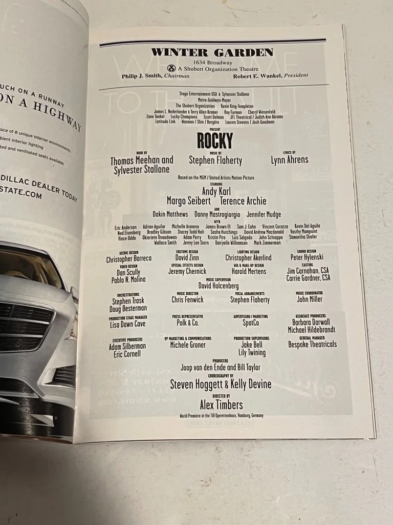 Rocky the Musical Full Cast Signed Playbill February 2014, изображение 3