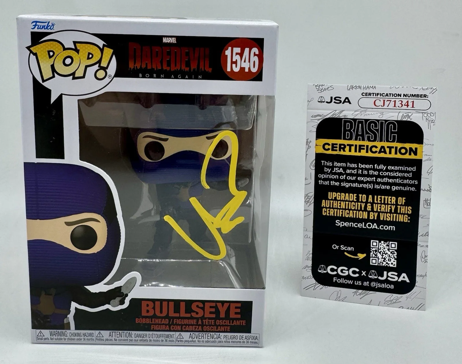WILSON BETHEL — WILSON BETHEL HAND SIGNED AUTOGRAPH "BULLSEYE" DAREDEVIL FUNKO POP +JSA COA