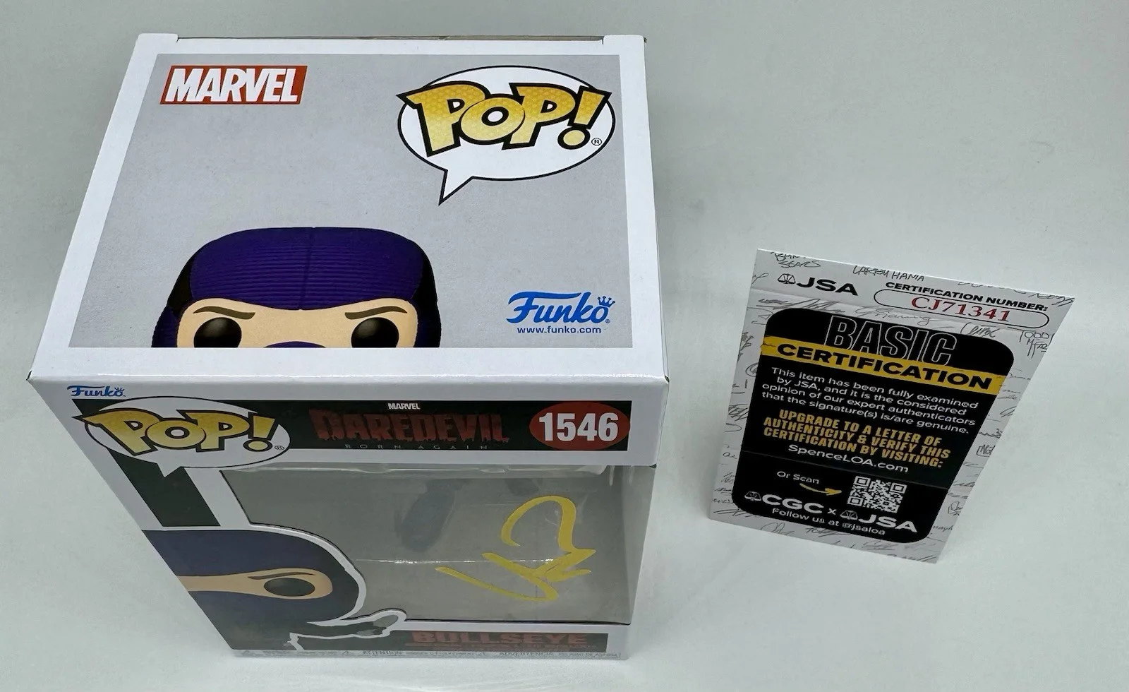 WILSON BETHEL — WILSON BETHEL HAND SIGNED AUTOGRAPH "BULLSEYE" DAREDEVIL FUNKO POP +JSA COA, изображение 2