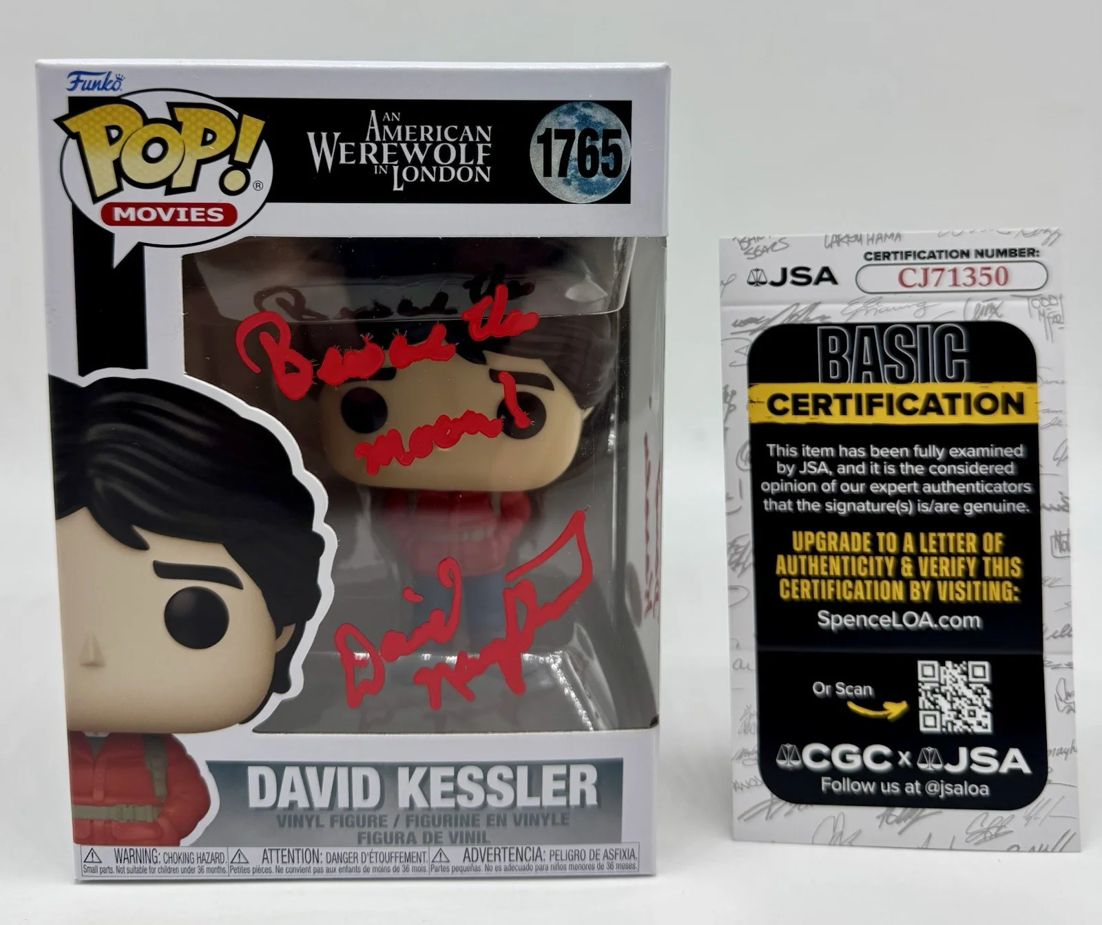 DAVID NAUGHTON — DAVID NAUGHTON SIGNED AUTOGRAPH "AMERICAN WEREWOLF" FUNKO POP +JSA COA W/ QUOTE