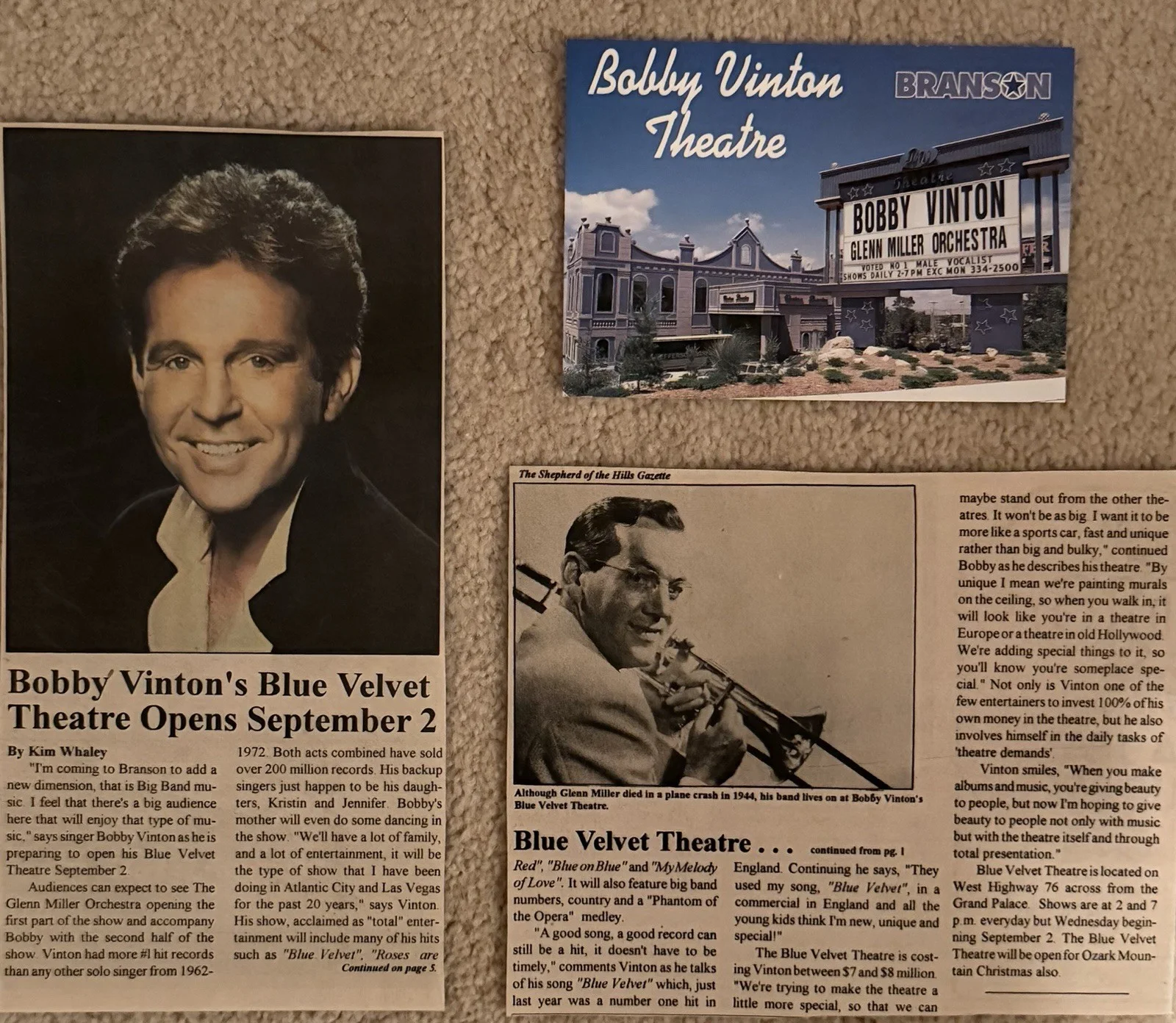 Bobby Vinton — Bobby Vinton Signed Photo, Memorabilia & Original Pictures from Branson, Mo., изображение 4