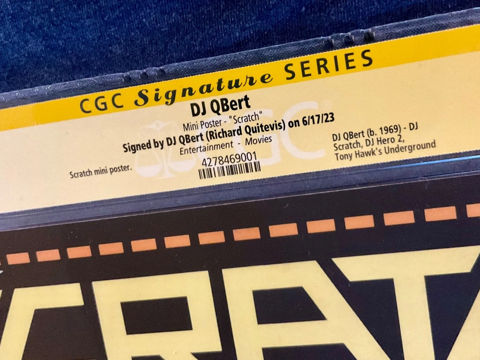 CGC Signed DJ Q-BERT SCRATCH Movie Poster INVISIBL SKRATCH PIKLZ qbert autograph, изображение 4