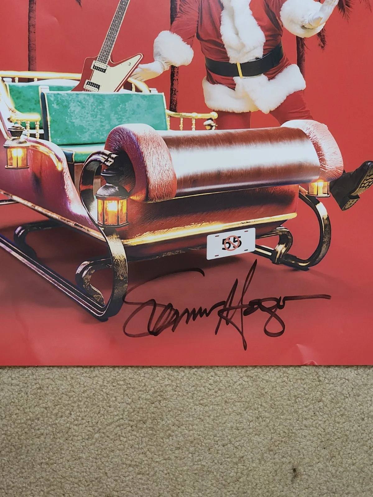🎅 Sammy Hagar 🎸 Signed Autographed Christmas Santa Poster Red Rocker *Read*, image 2