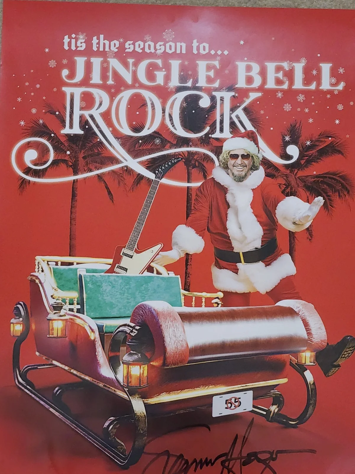🎅 Sammy Hagar 🎸 Signed Autographed Christmas Santa Poster Red Rocker *Read*, image 4