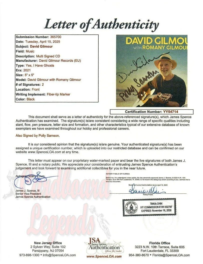 David Gilmour Polly Samson Signed Autographed CD Cover Pink Floyd JSA YY54714, image 2