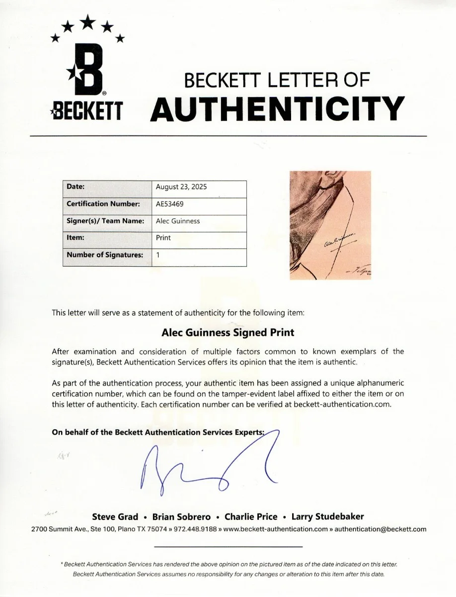 Alec Guinness — Alec Guinness Signed Autographed Art Print Bridge on the River Kwai BAS AE53469, image 2