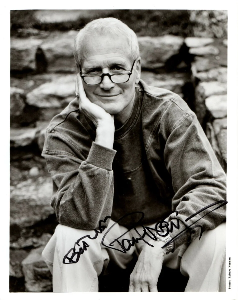 Paul Newman — Paul Newman Signed Autographed 8X10 Photo Vintage B/W Smiling BAS AE53447