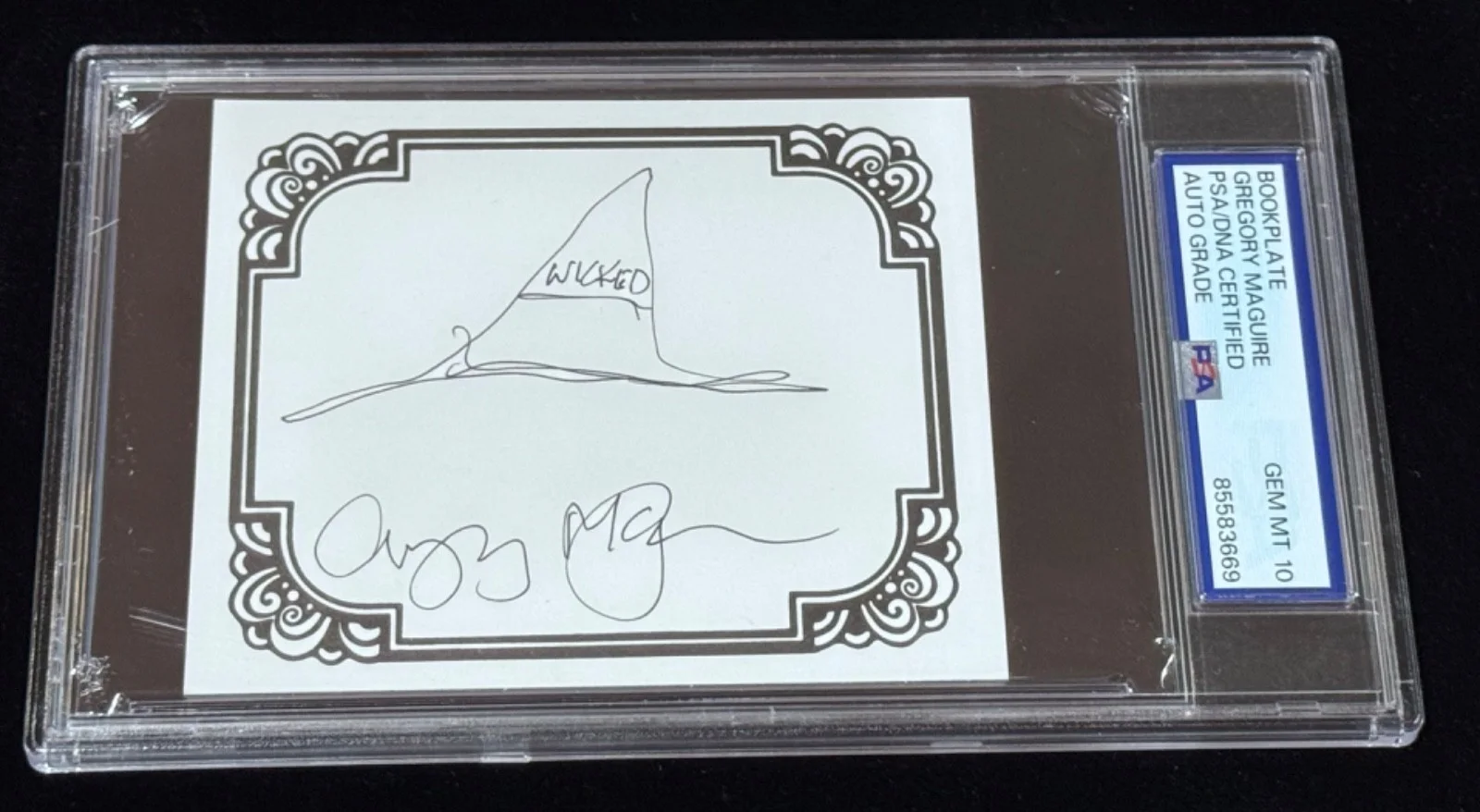 Gregory Maguire — Gregory Maguire "Wicked" Signed bookplate w/Witch Hat Sketch Auto PSA 10 Rare, изображение 2