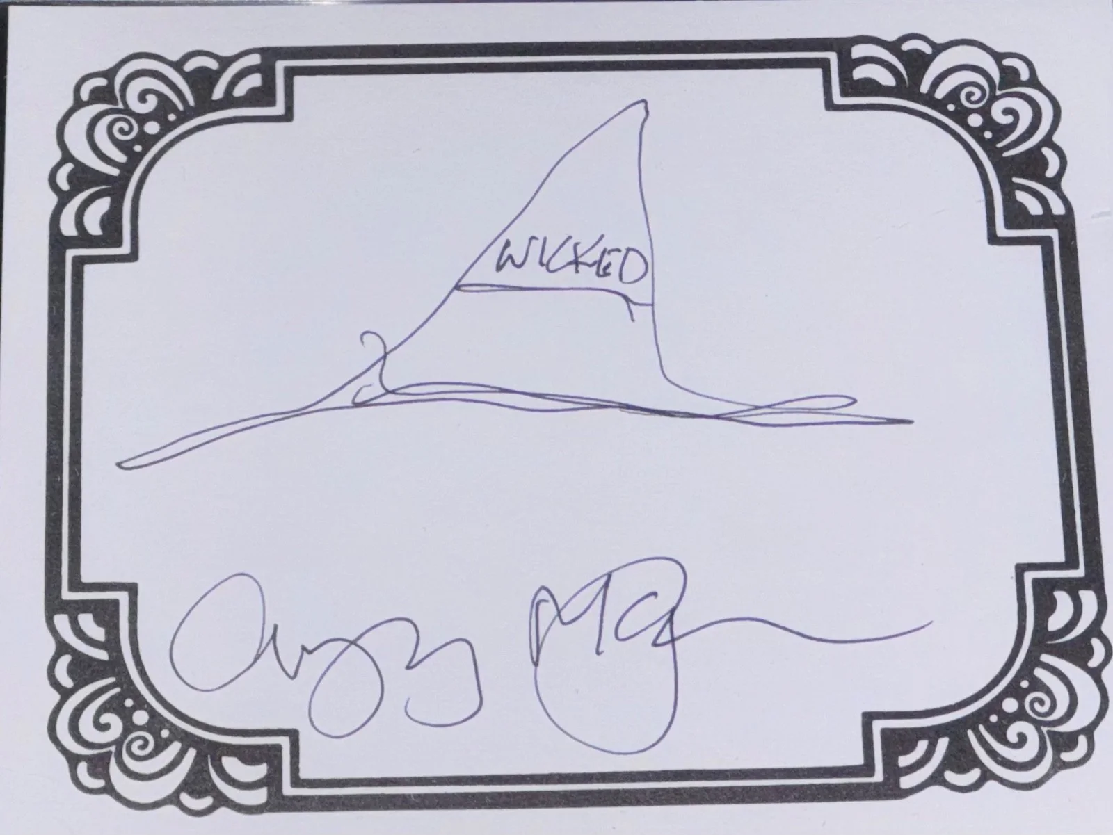 Gregory Maguire — Gregory Maguire "Wicked" Signed bookplate w/Witch Hat Sketch Auto PSA 10 Rare, изображение 3