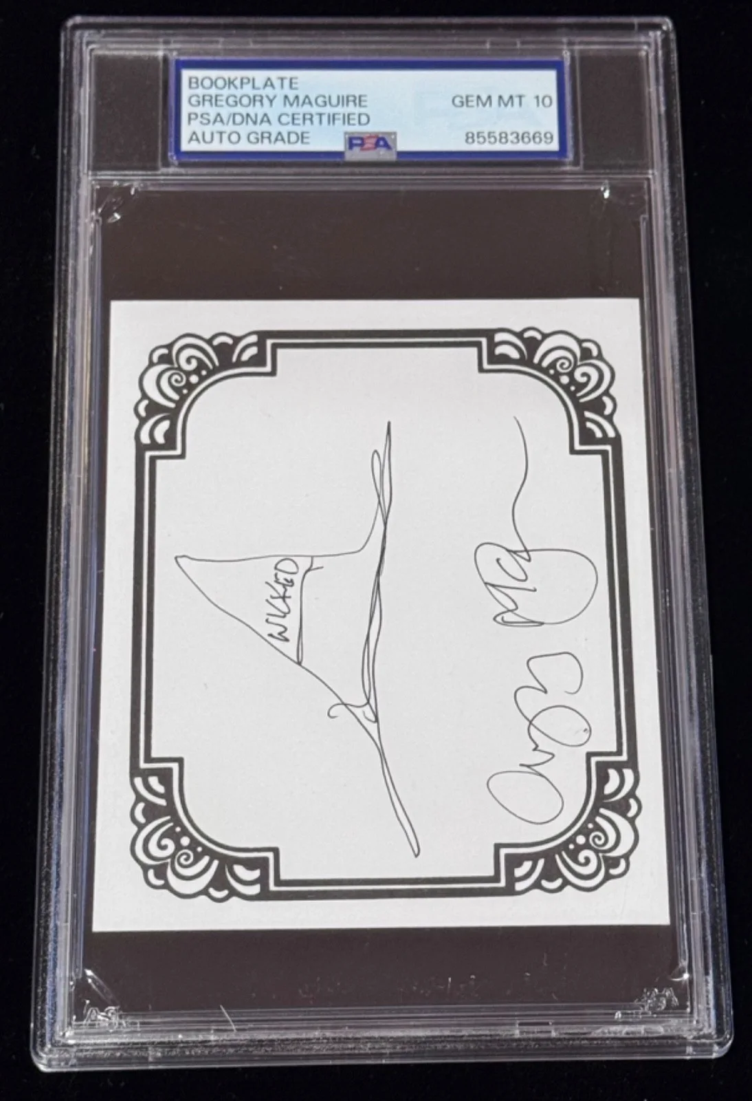 Gregory Maguire — Gregory Maguire "Wicked" Signed bookplate w/Witch Hat Sketch Auto PSA 10 Rare, изображение 5