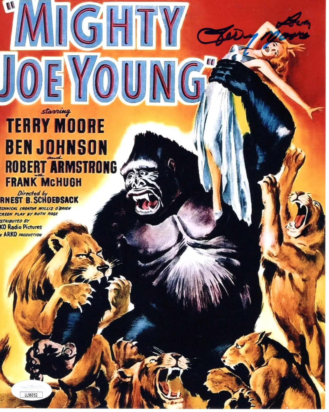 Terry Moore — Terry Moore signed 8x10 Photo Jill Young Mighty Joe Young JSA Authentication