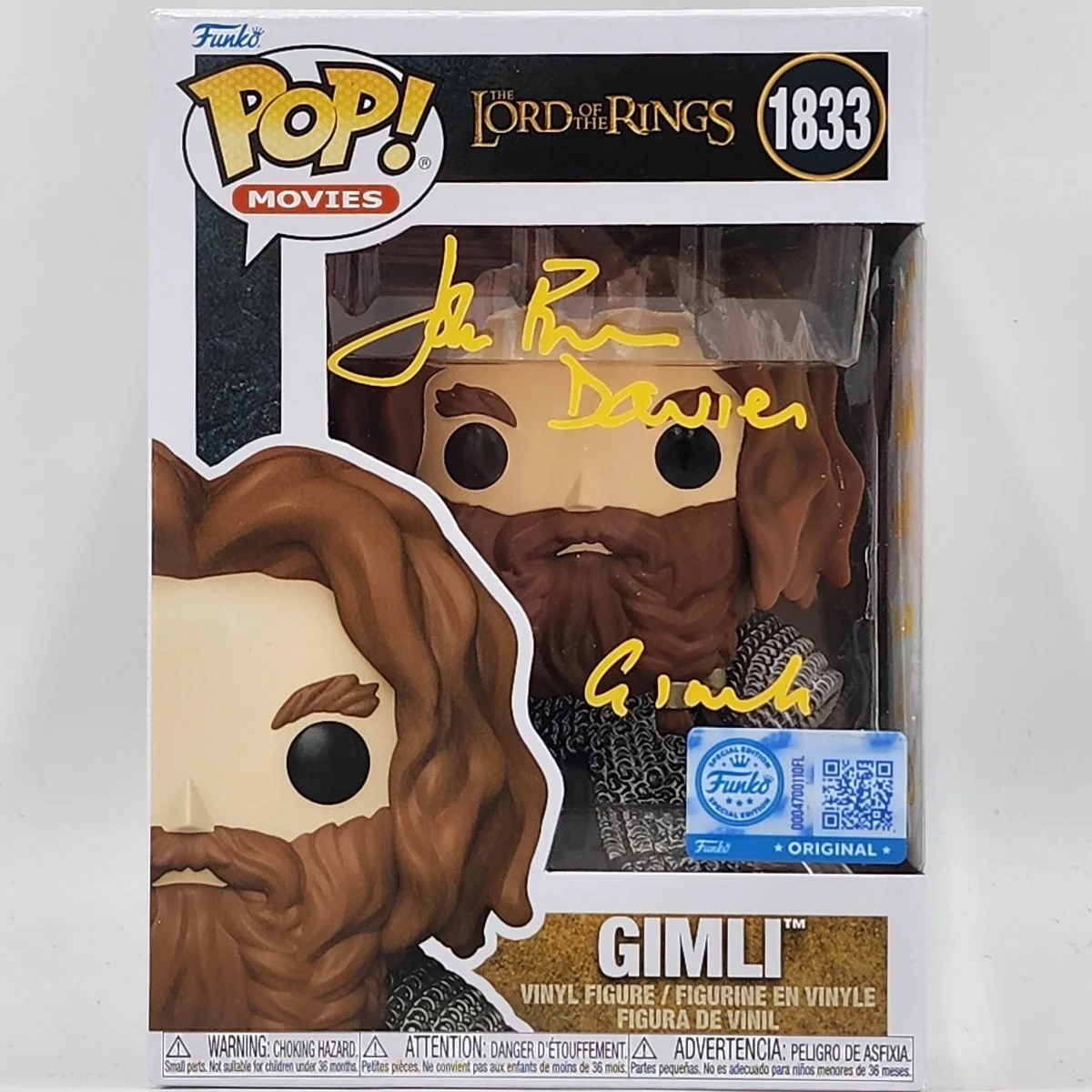 John Rhys-Davies — John Rhys-Davies Signed Funko #1 (1833) w/ "Gimli" and quote