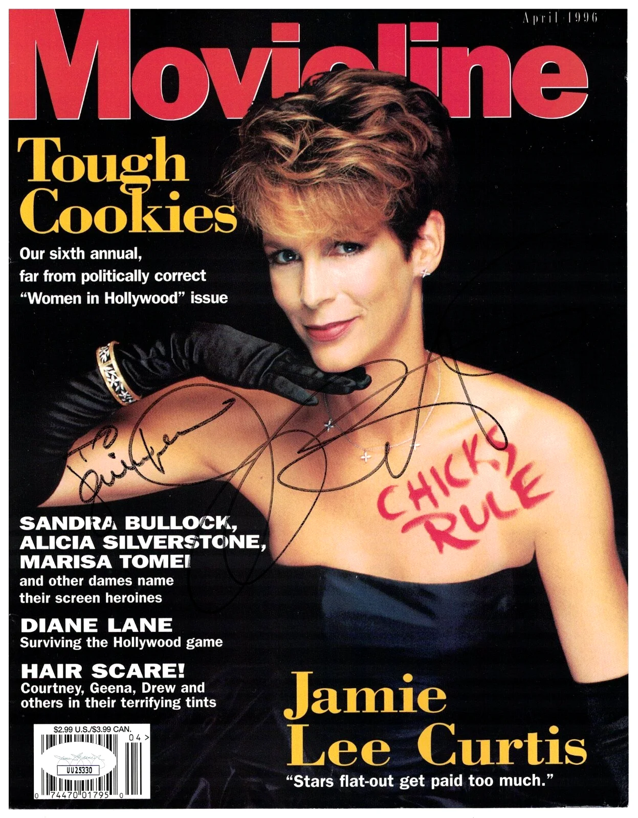 Jamie Lee Curtis — JAMIE LEE CURTIS JSA Autographed Movieline Cover FREE SHIP! Halloween Not PSA