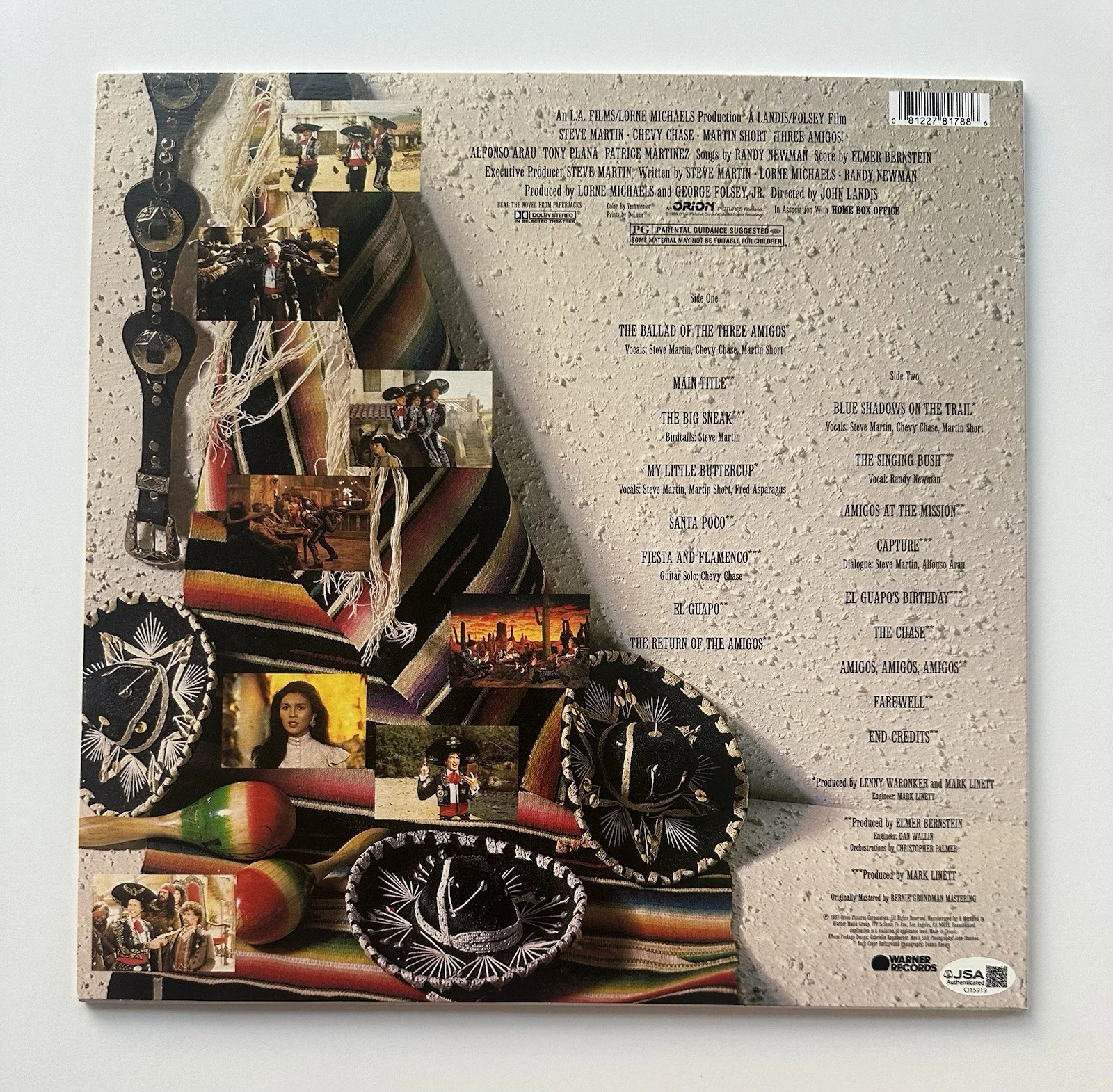 CHEVY CHASE SIGNED THREE AMIGOS VINYL RECORD LP SOUNDTRACK SPLATTER JSA COA, image 3