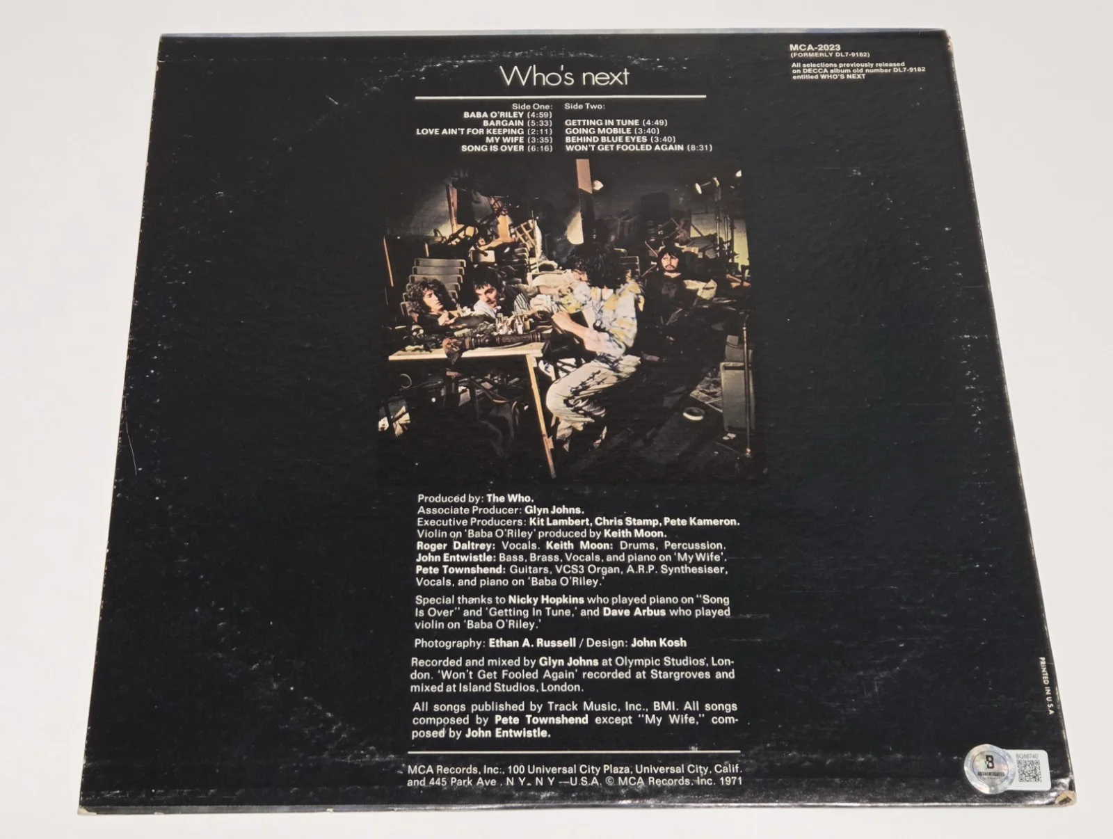THE WHO PETE TOWNSHEND signed autographed "WHO'S NEXT" LP RECORD BECKETT (BAS), изображение 3