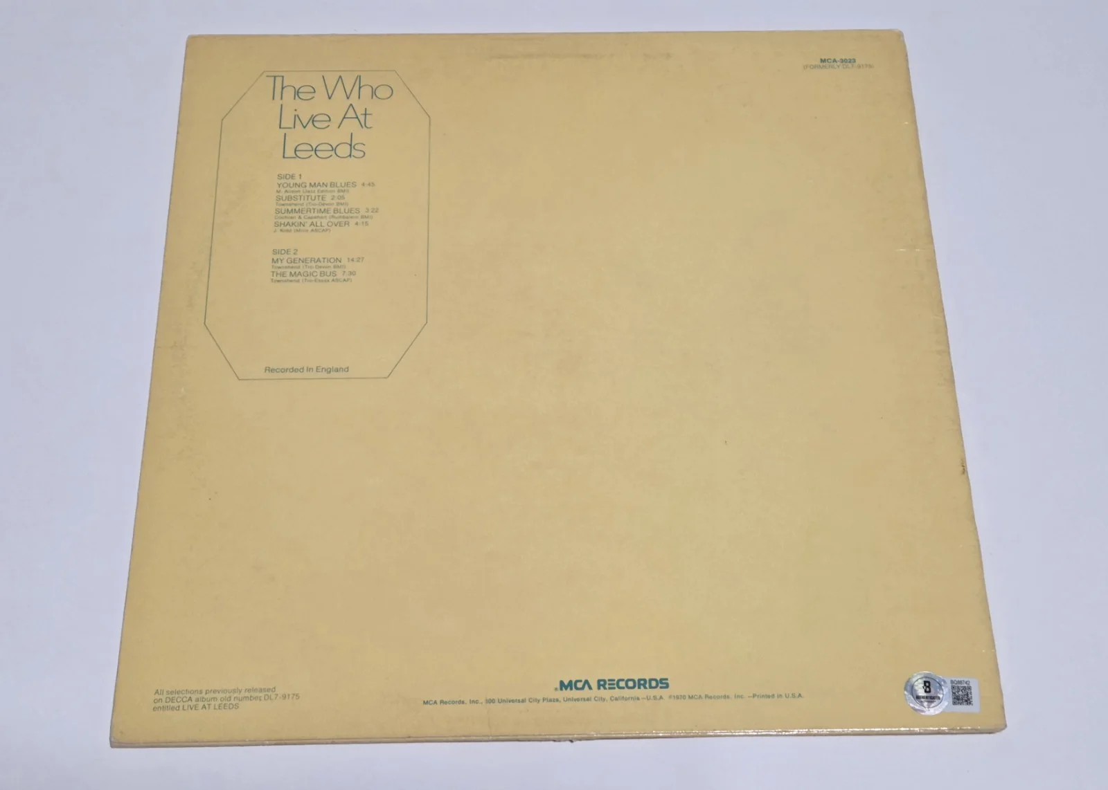 THE WHO PETE TOWNSHEND signed autographed LIVE AT LEEDS LP RECORD BECKETT (BAS), изображение 3
