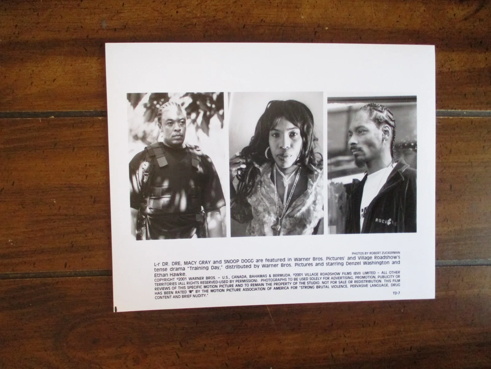 Snoop Dogg/Macy Gray/Dr. Dre(TRAINING DAY)2001 10 x 8 Black & White Press Photo, изображение 2